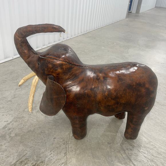 Vintage DIMITRI OMERSA Leather Elephant Abercrombie Fitch Footstool Ottoman RARE - Picture 3 of 16